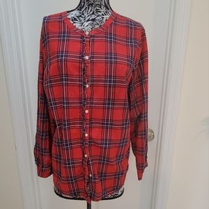 Old navy tarts n /plaid xl  ruffled button down long sleeve  shirt
